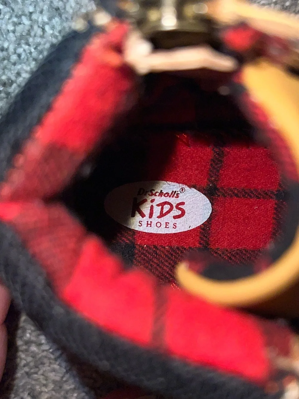 Kids Tan Lace-Up Outdoor Boots with Plaid Lining